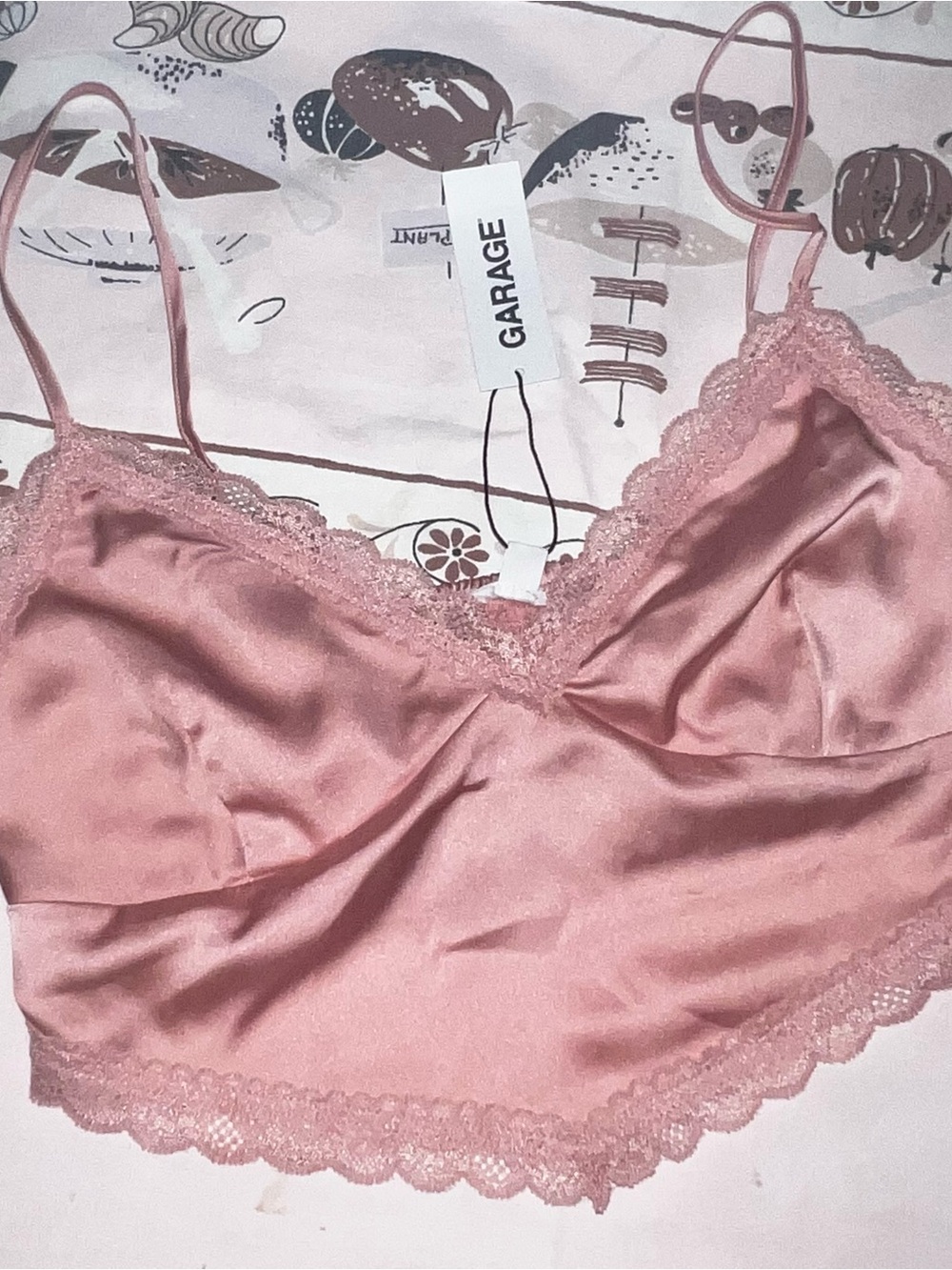 Garage Women's Satin Lace Trim Cami - Dusty Rose NWT XS